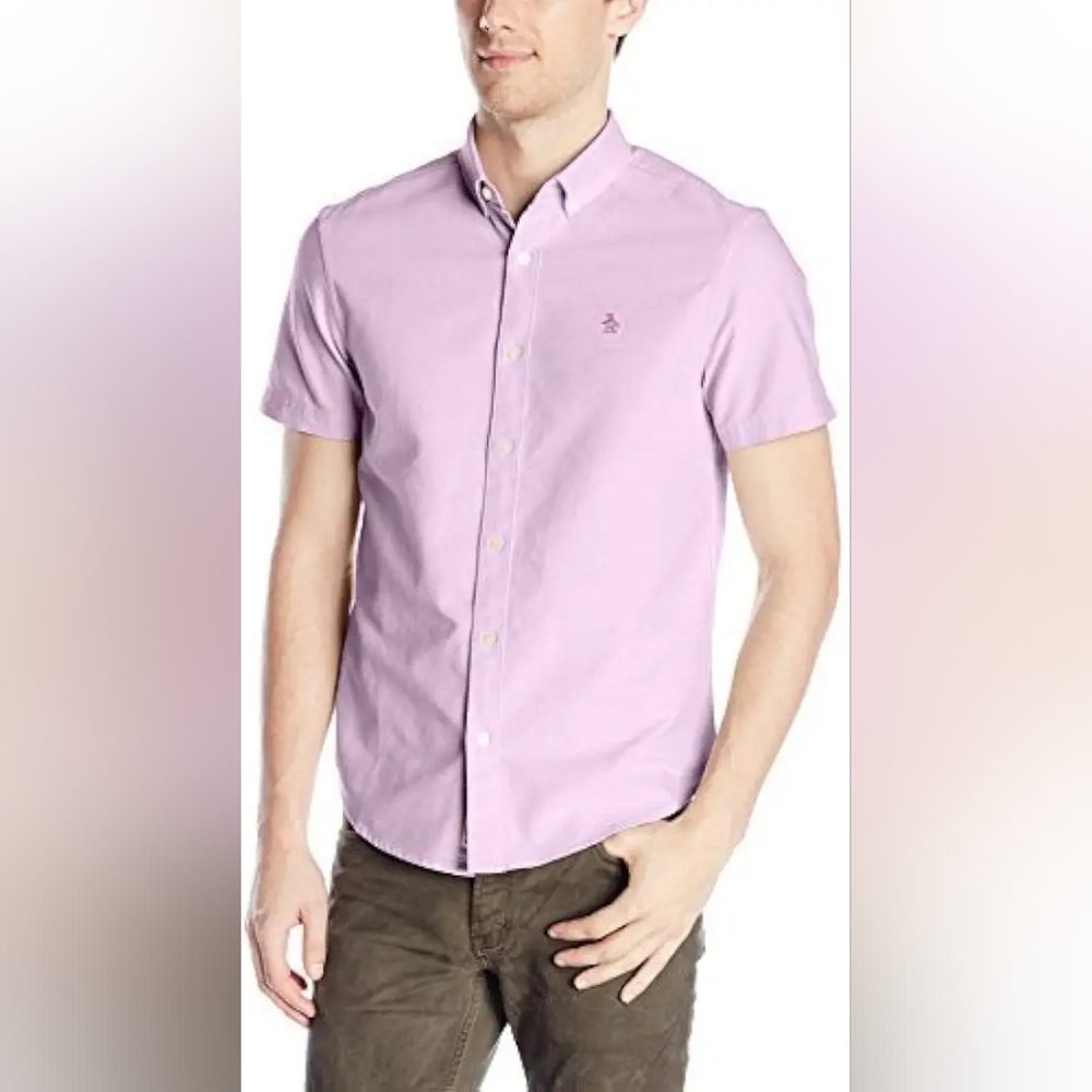 NWOT- Men's Penguin Short Sleeve Button Down- Sz Medium